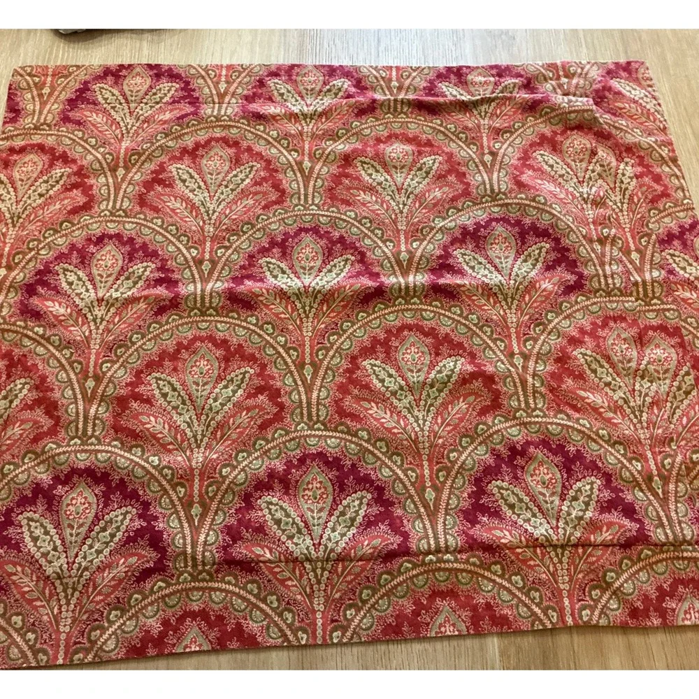Pottery Barn Marcelle Paisley Floral Cotton linen Standard Pillow Sham Red Sage